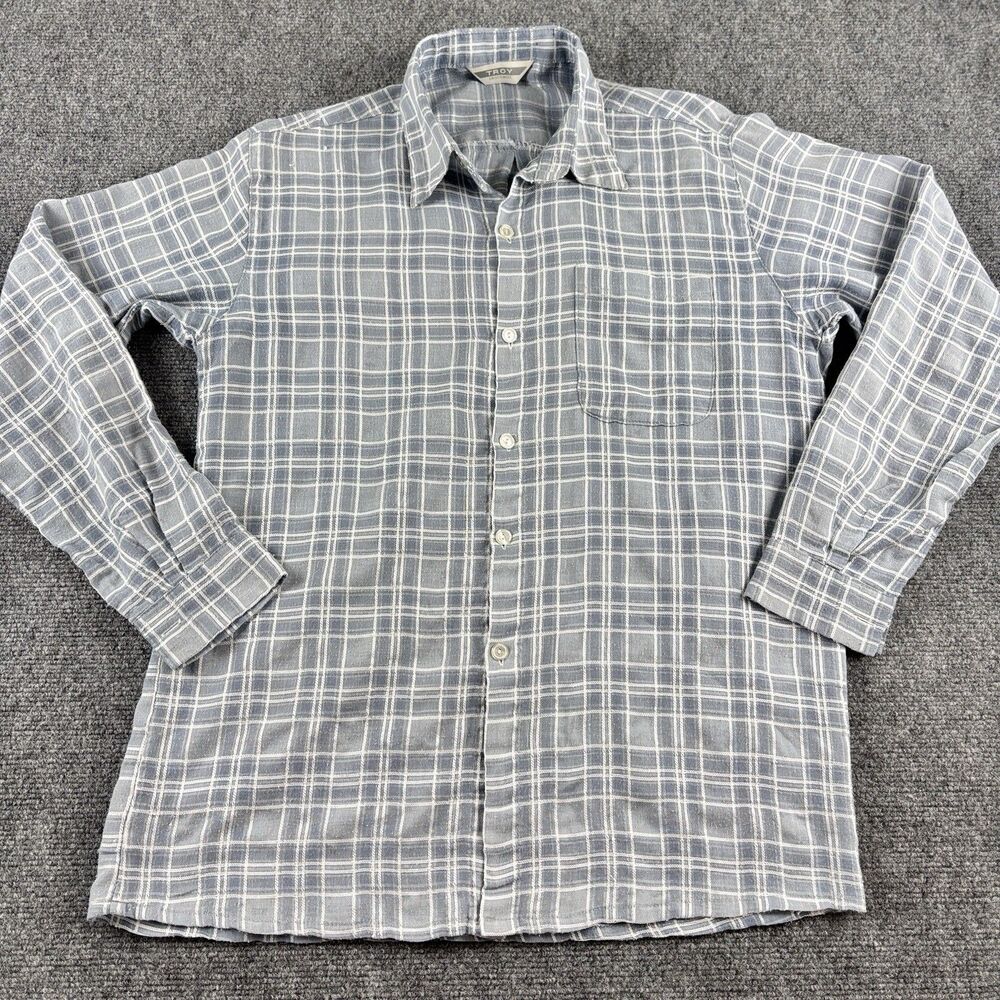 TROY Unisex Mode Shirt Mens Blue White Plaid 100% Cotton Gauze Button Down